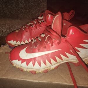 Nike Kids Red and White Football Cleats
